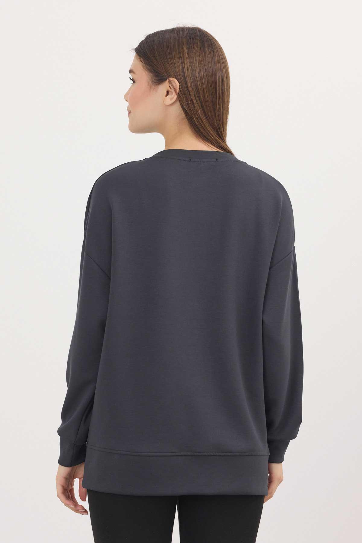 Antrasit Bisiklet Yaka Parçalı Oysho Sweat 3000 - 6