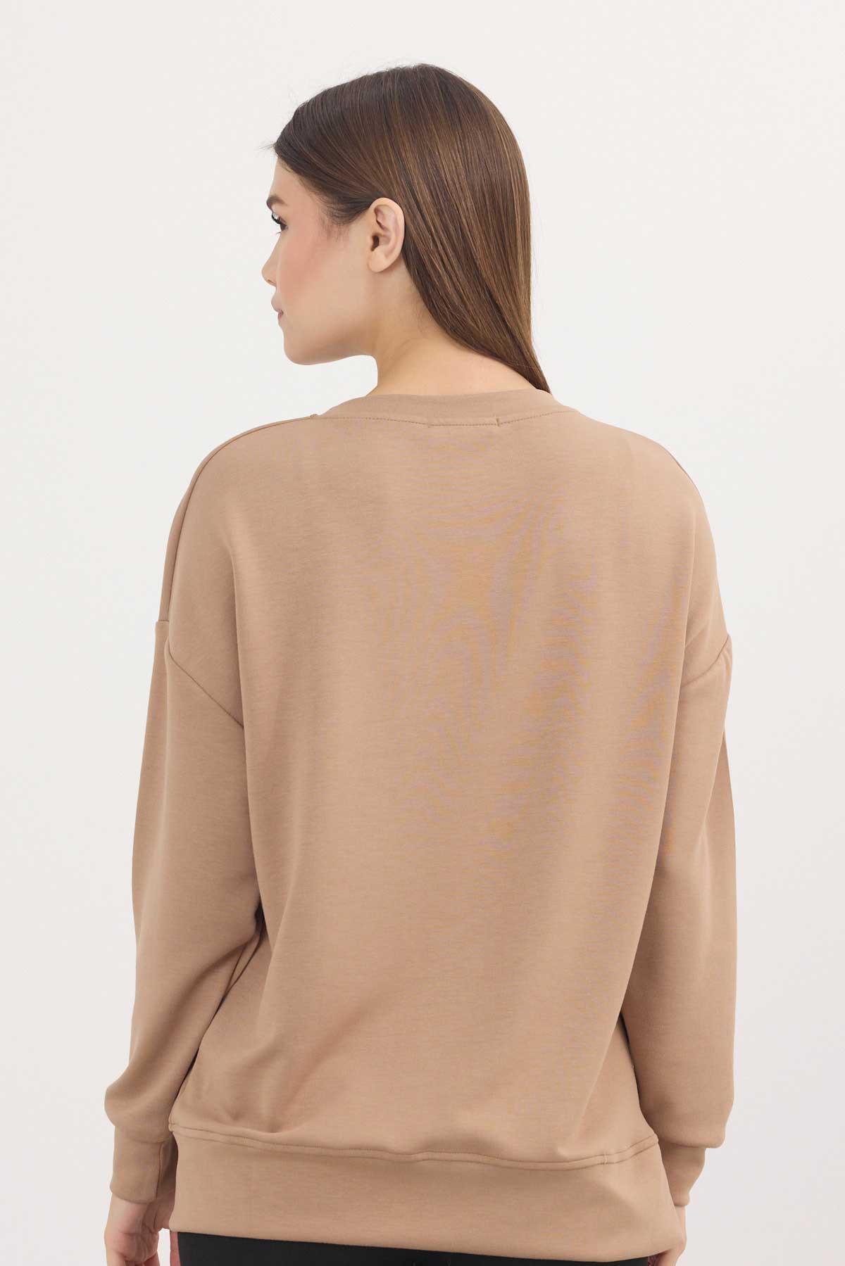 3000 Bisiklet Yaka Parçalı Sweat Camel - 6