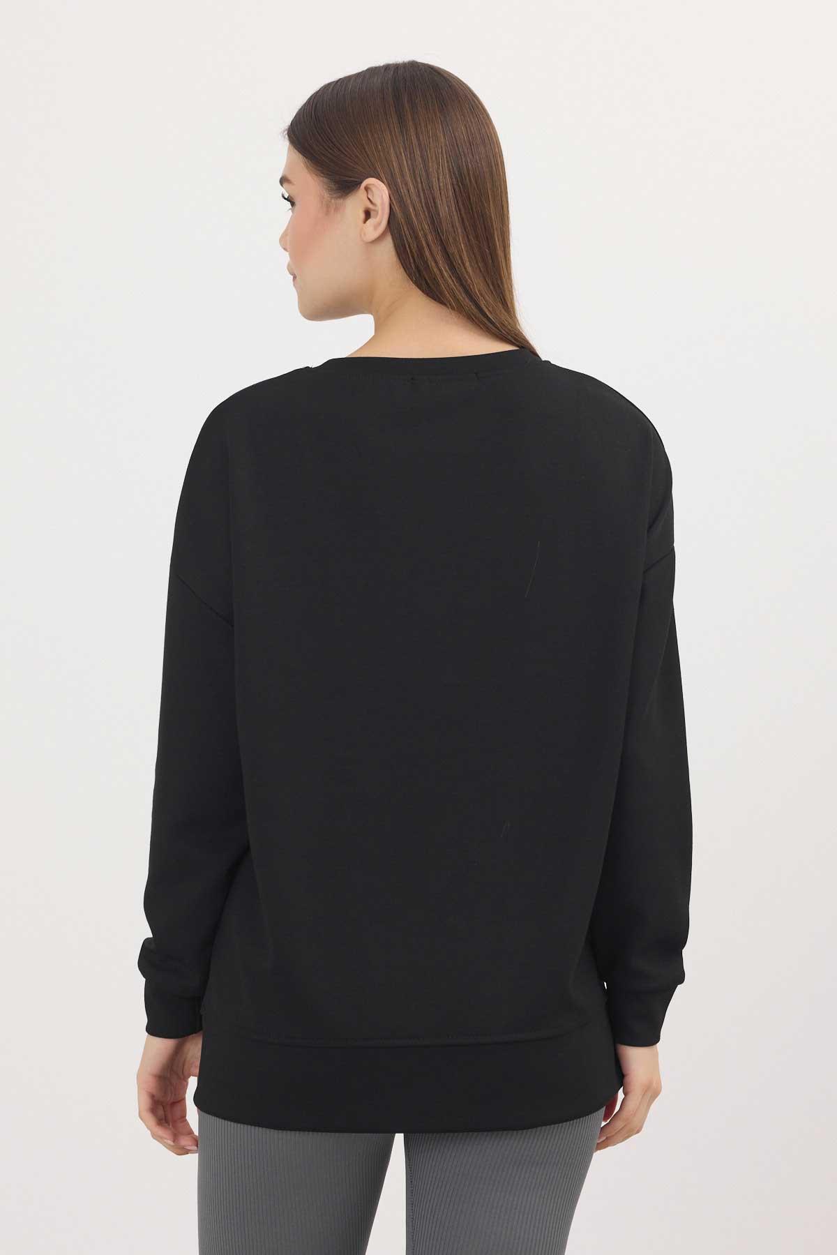 Siyah Bisiklet Yaka Parçalı Oysho Sweat 3000 - 6