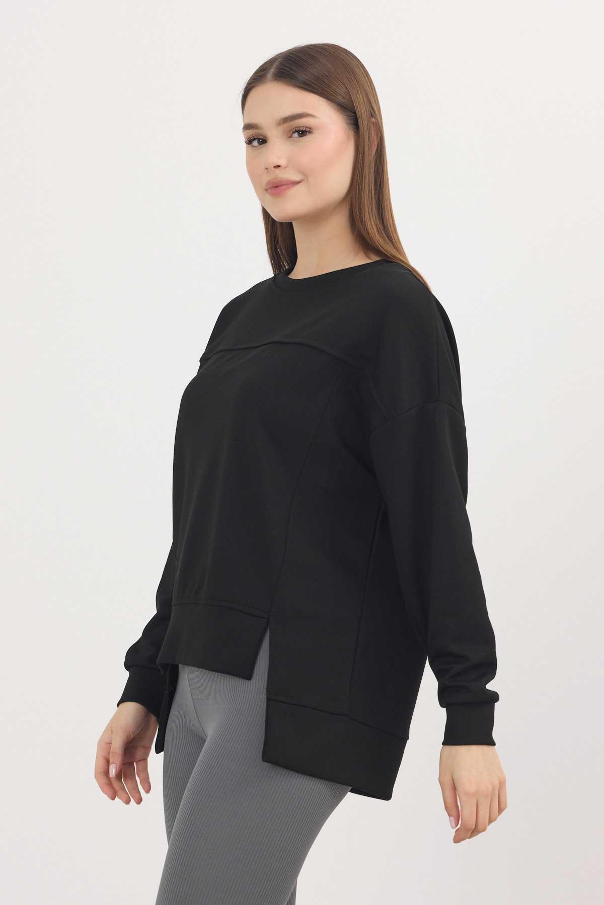 Siyah Bisiklet Yaka Parçalı Oysho Sweat 3000 - 7
