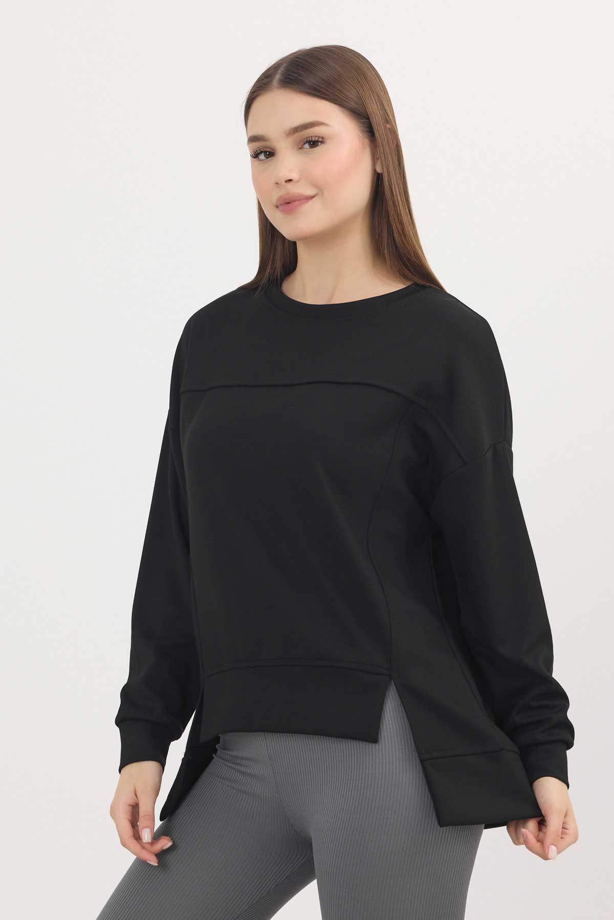 Siyah Bisiklet Yaka Parçalı Oysho Sweat 3000 - 8