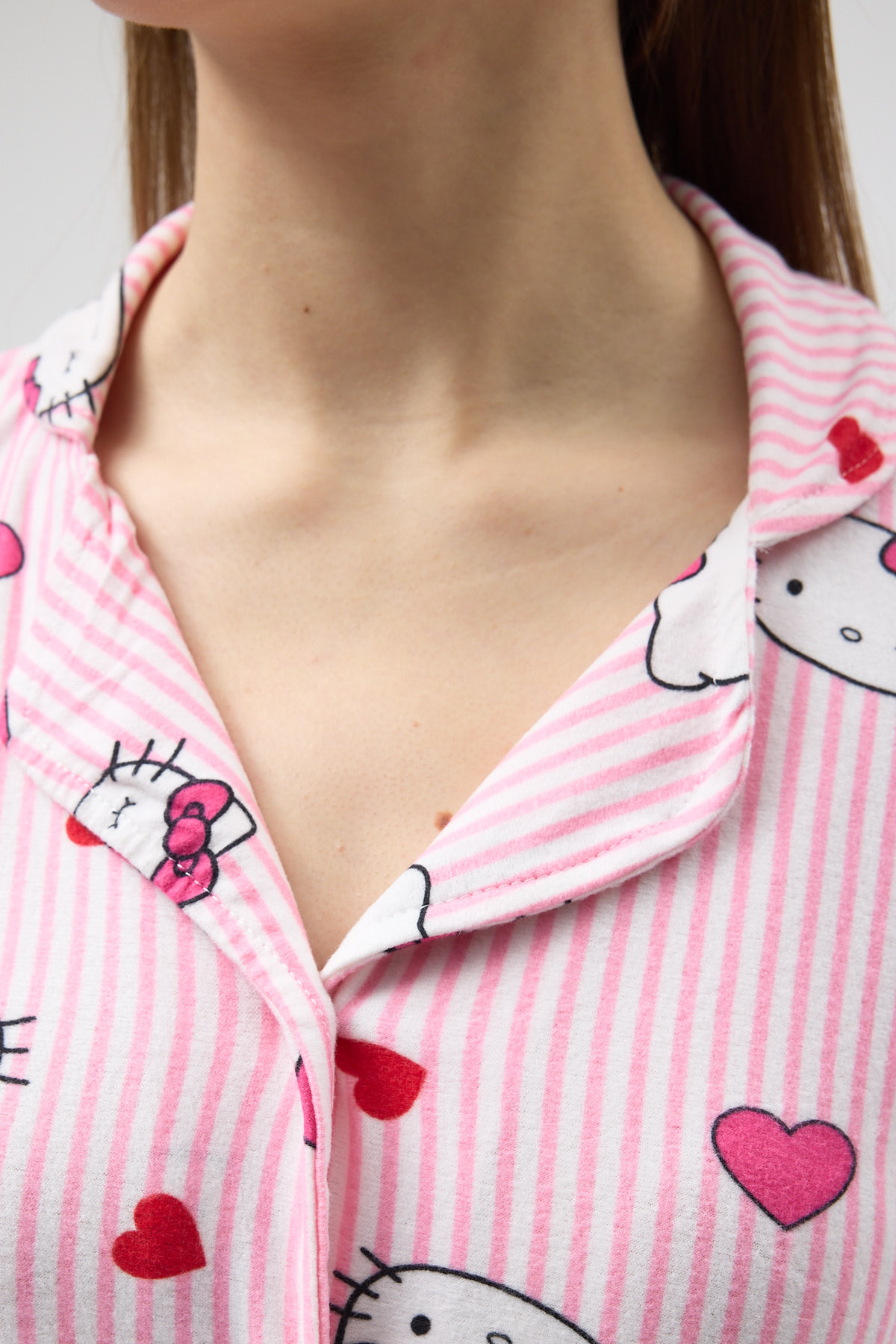 Pembe Desenli Düğmeli Kadın Pijama Takımı 3000 - 4