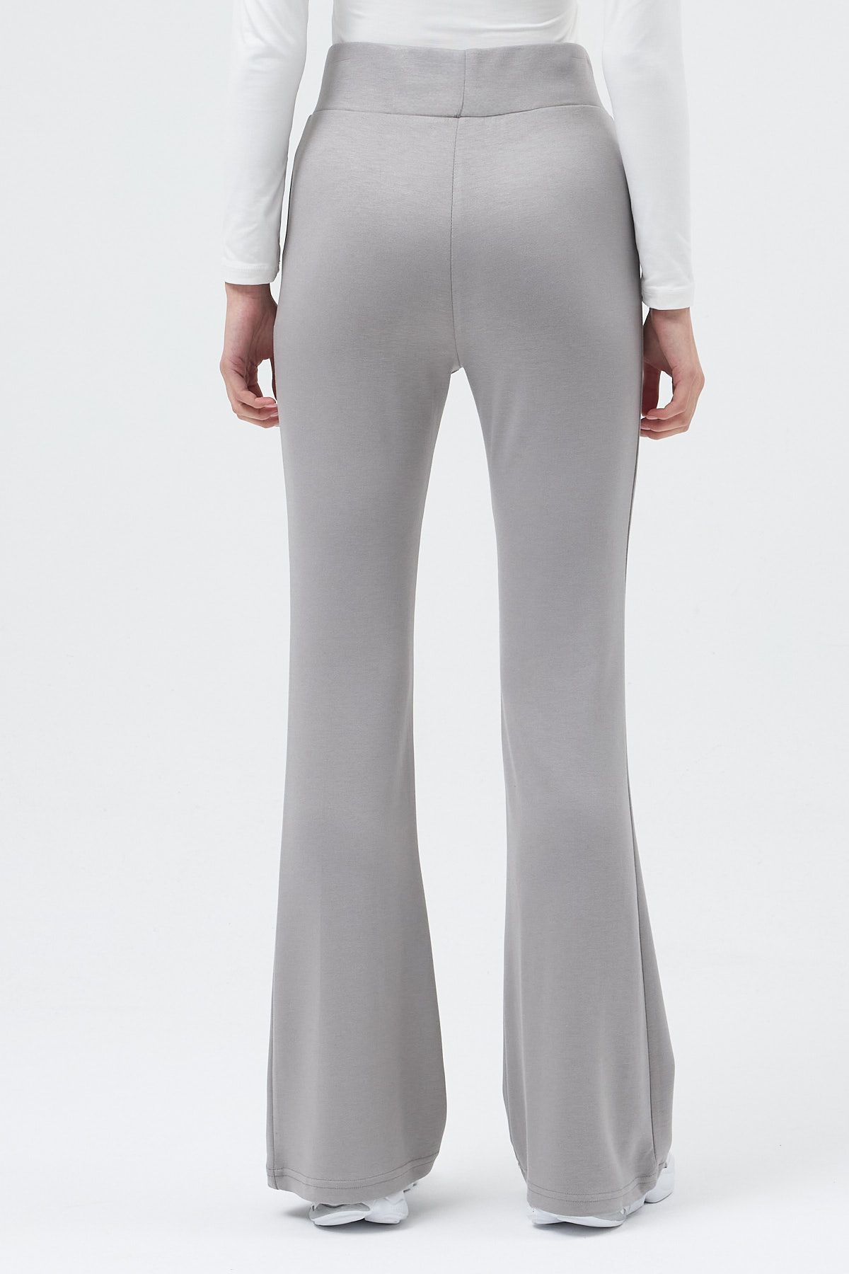 Gri Geniş Paça Yüksek Bel Lastikli Kadın Eşofman Altı 30005 - 5
