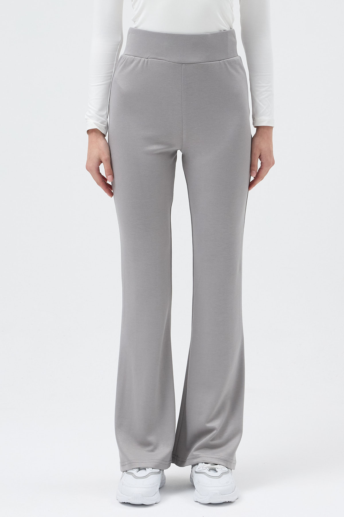 Gri Geniş Paça Yüksek Bel Lastikli Kadın Eşofman Altı 30005 - 2