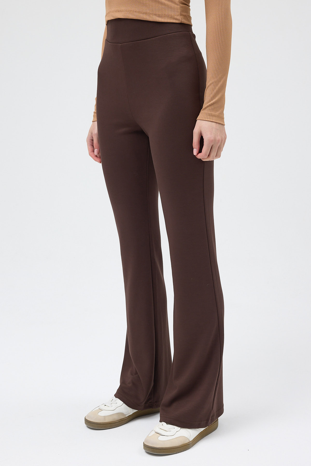 Kahverengi Geniş Paça Yüksek Bel Lastikli Kadın Eşofman Altı 30005 - 3