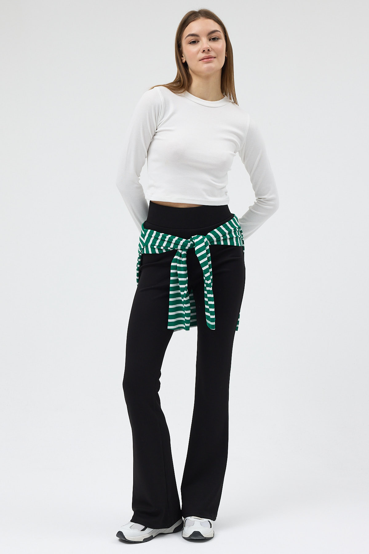 Siyah Geniş Paça Yüksek Bel Lastikli Kadın Eşofman Altı 30005 - 1