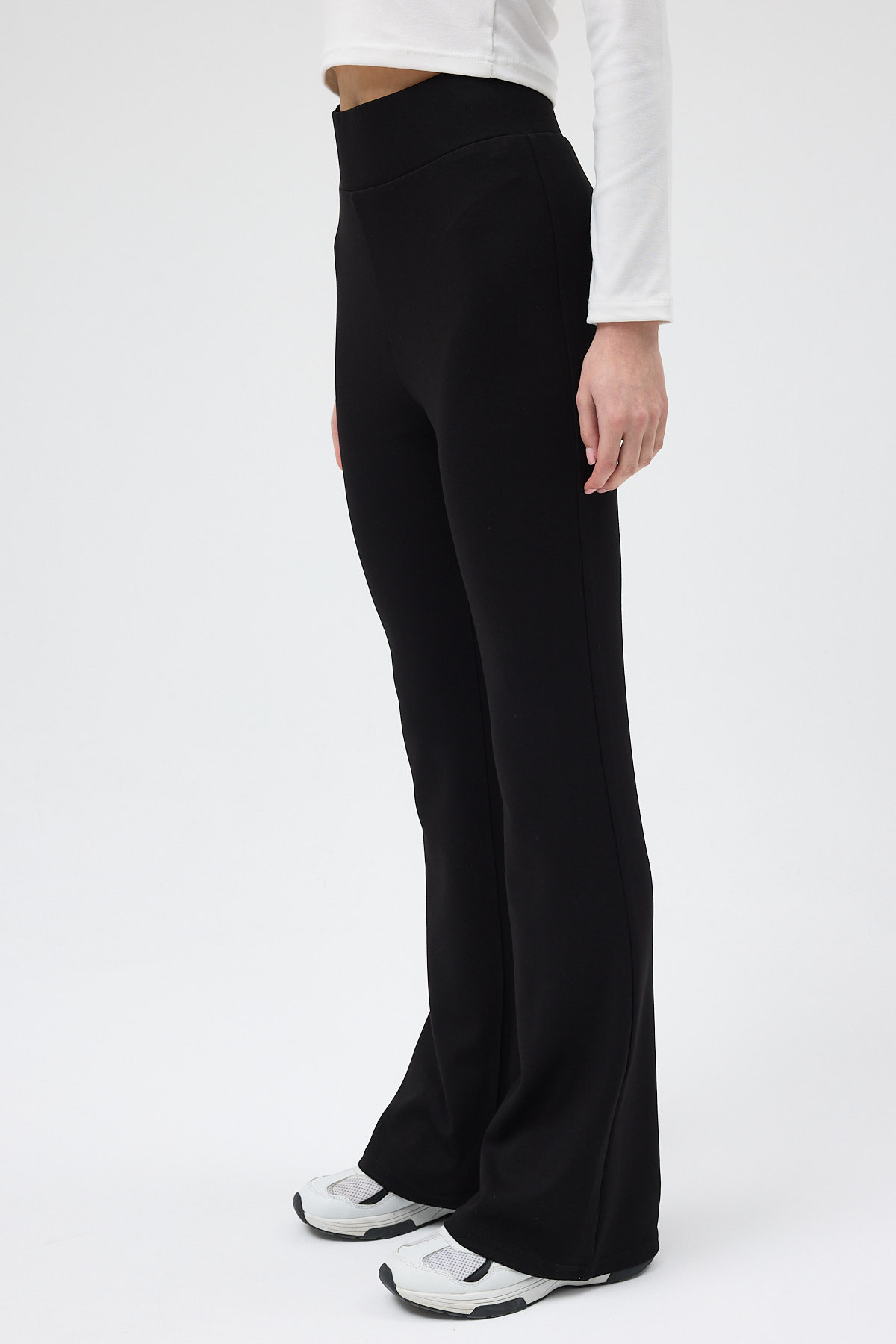 Siyah Geniş Paça Yüksek Bel Lastikli Kadın Eşofman Altı 30005 - 3