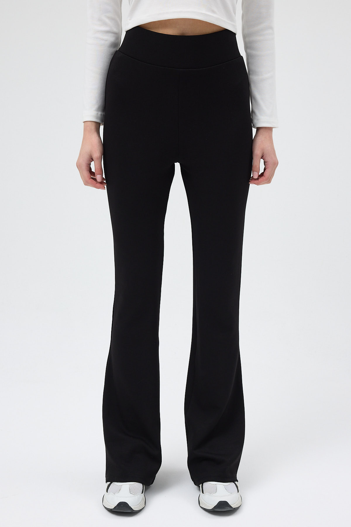 Siyah Geniş Paça Yüksek Bel Lastikli Kadın Eşofman Altı 30005 - 2