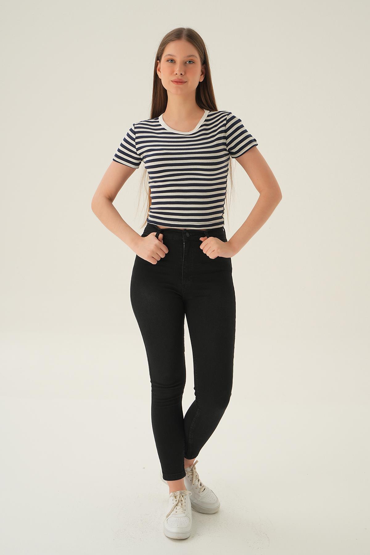 Laci Çizgili Kısa Tişört 3001 - 6
