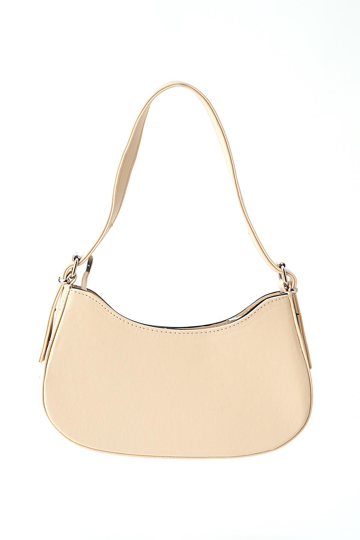Krem Oval Omuz Çantası 3001 - 2