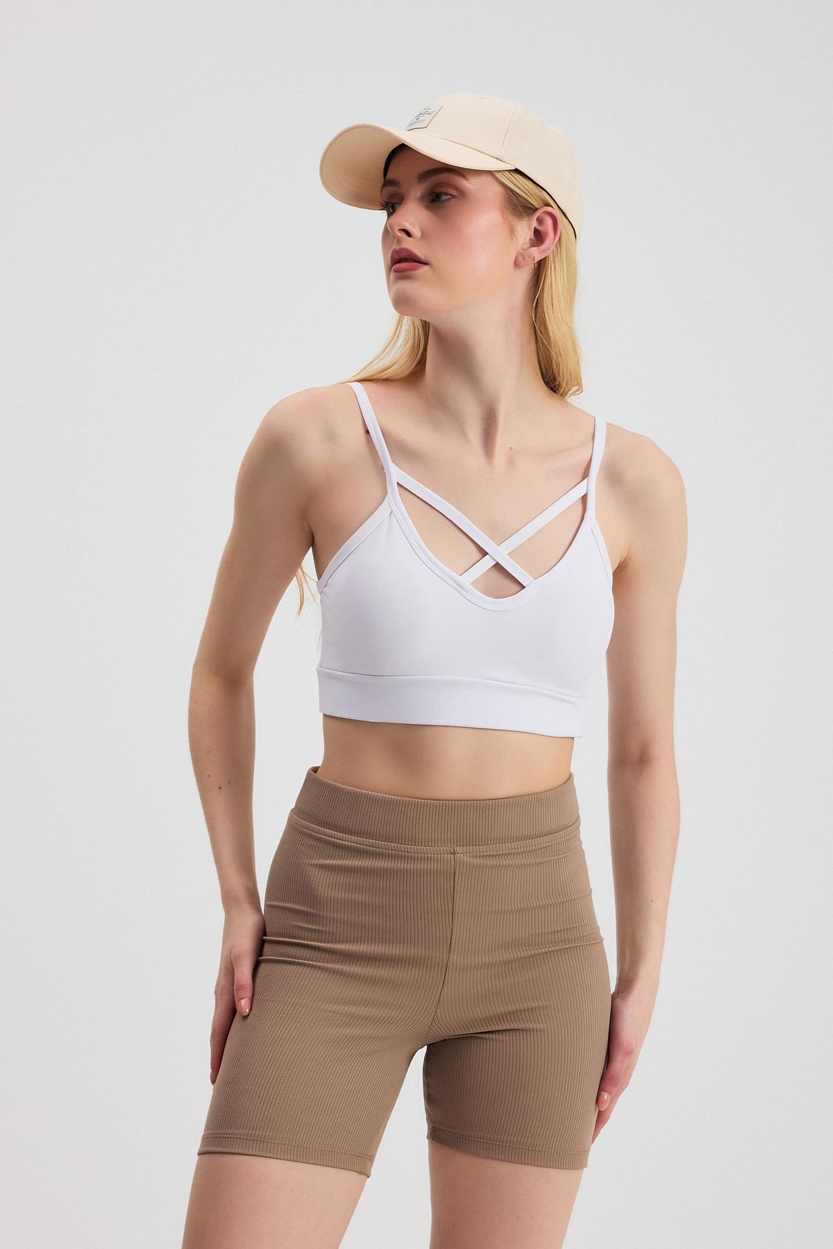 3002 Arka Çapraz Detay Büstiyer Beyaz 