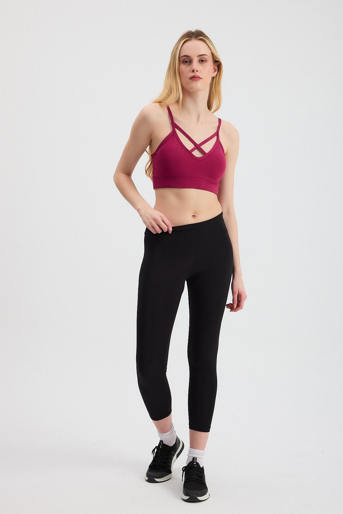 3002 Arka Çapraz Detay Büstiyer Bordo - RAYS