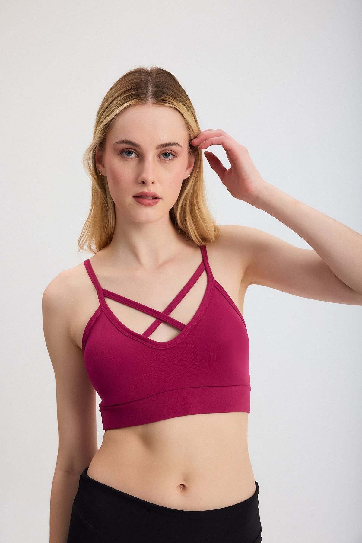 Bordo Ön Çapraz Detay Büstiyer 3002 - 4