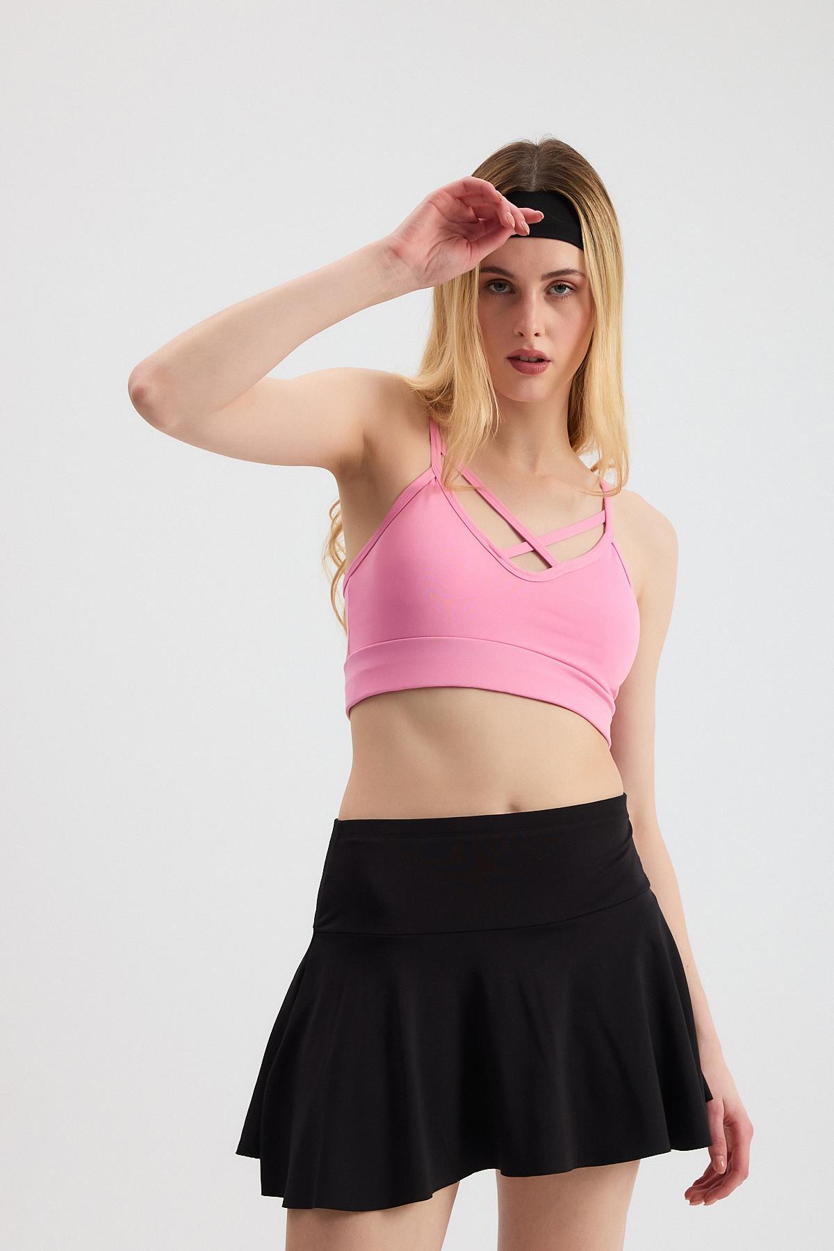 3002 Arka Çapraz Detay Büstiyer Pembe 