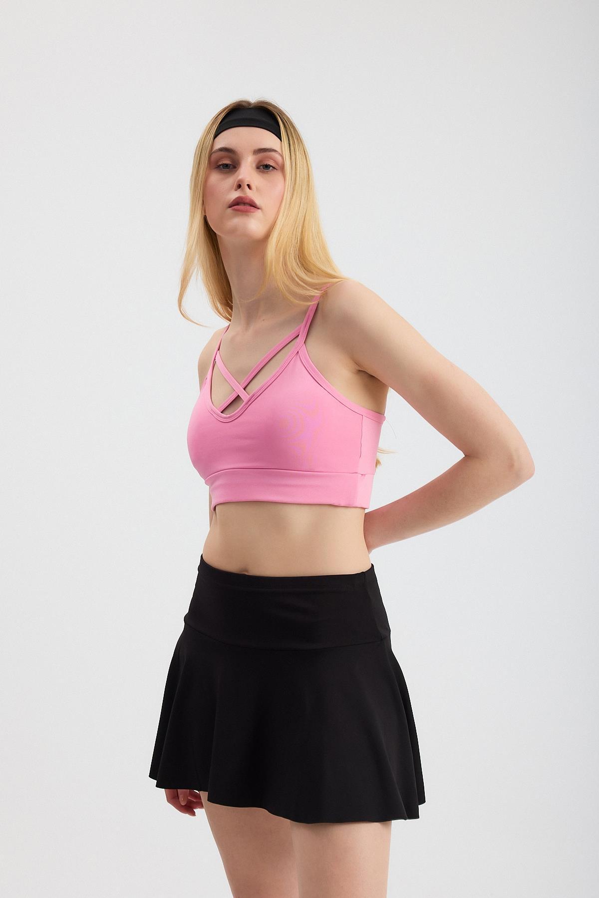 3002 Arka Çapraz Detay Büstiyer Pembe - 2