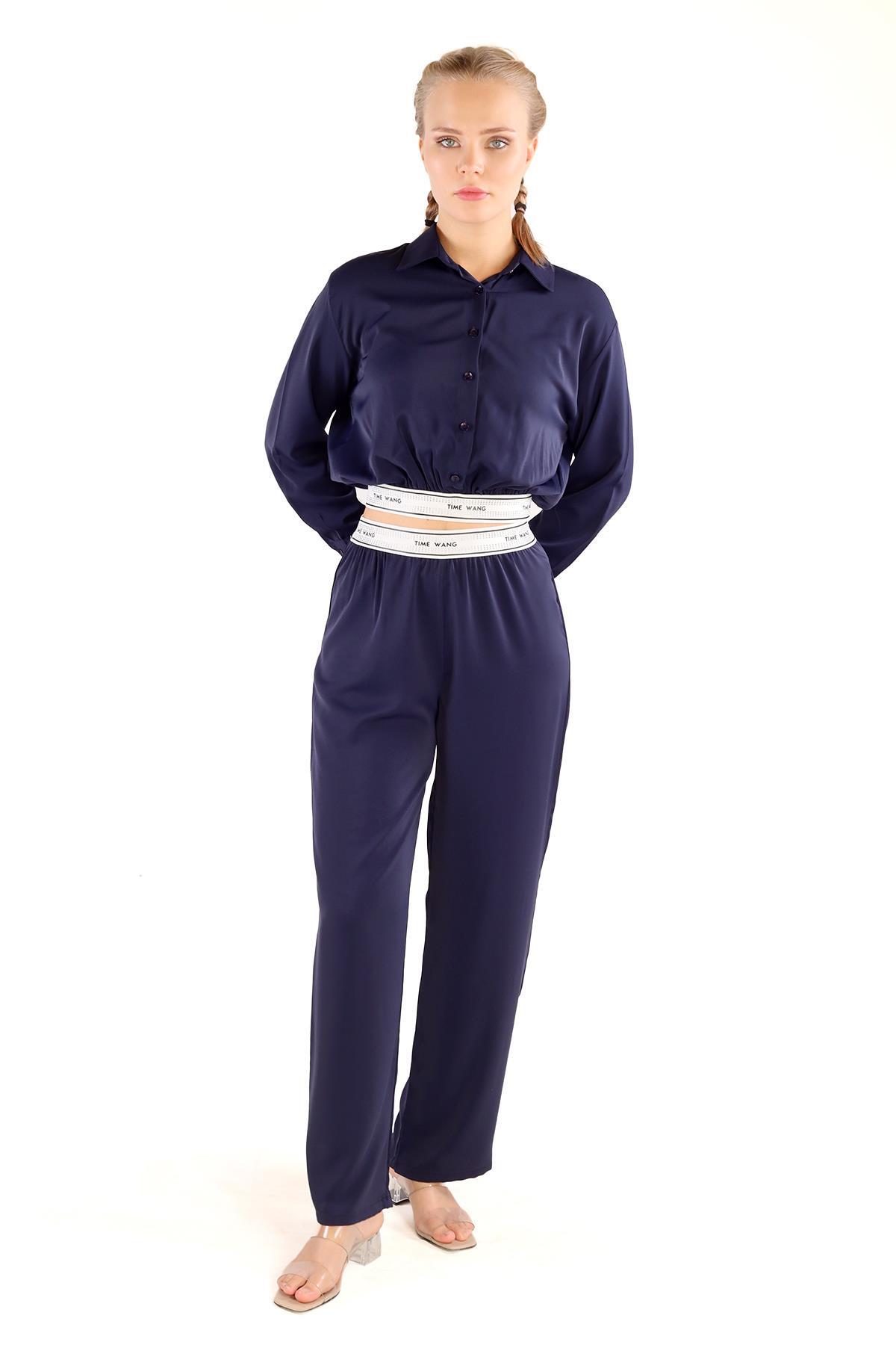 3002 Lastik Yazı Detay Pantolon Takım Laci - RAYS