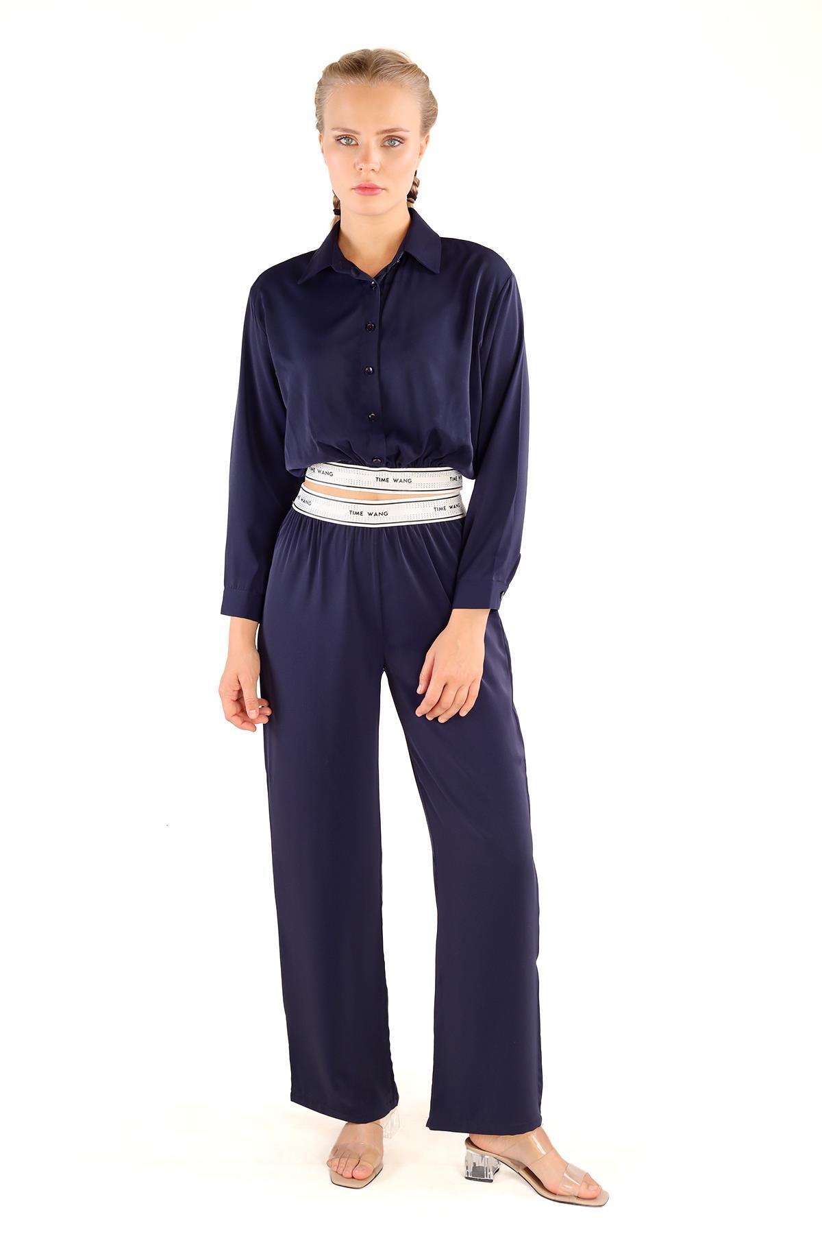 3002 Lastik Yazı Detay Pantolon Takım Laci 