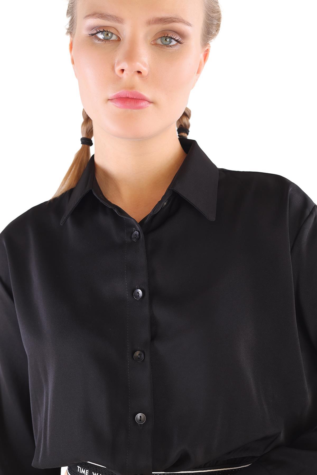 3002 Lastik Yazı Detay Pantolon Takım Siyah - RAYS