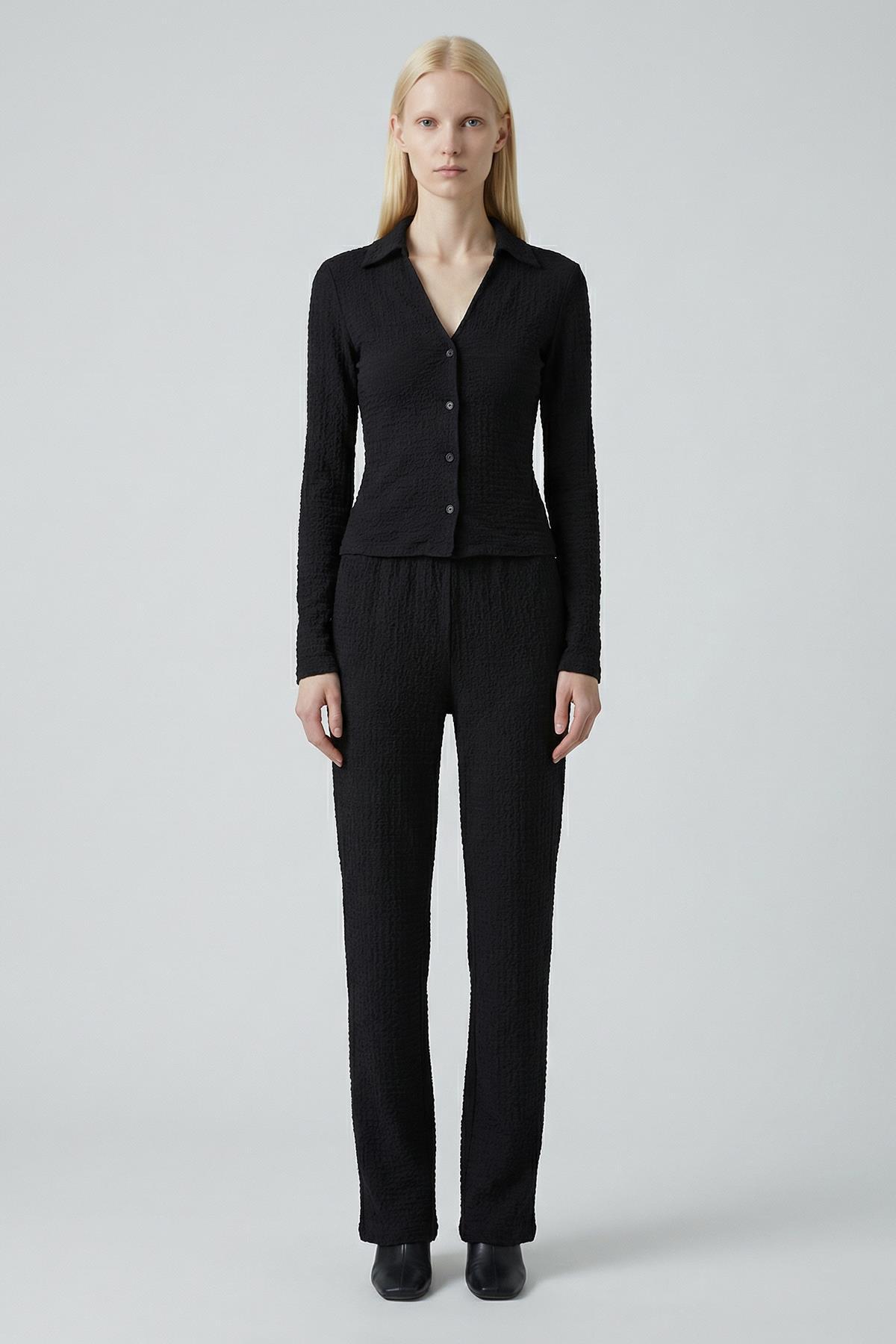 Siyah Bel Lastikli Pantolon Gömlek Takım 3003 - RAYS