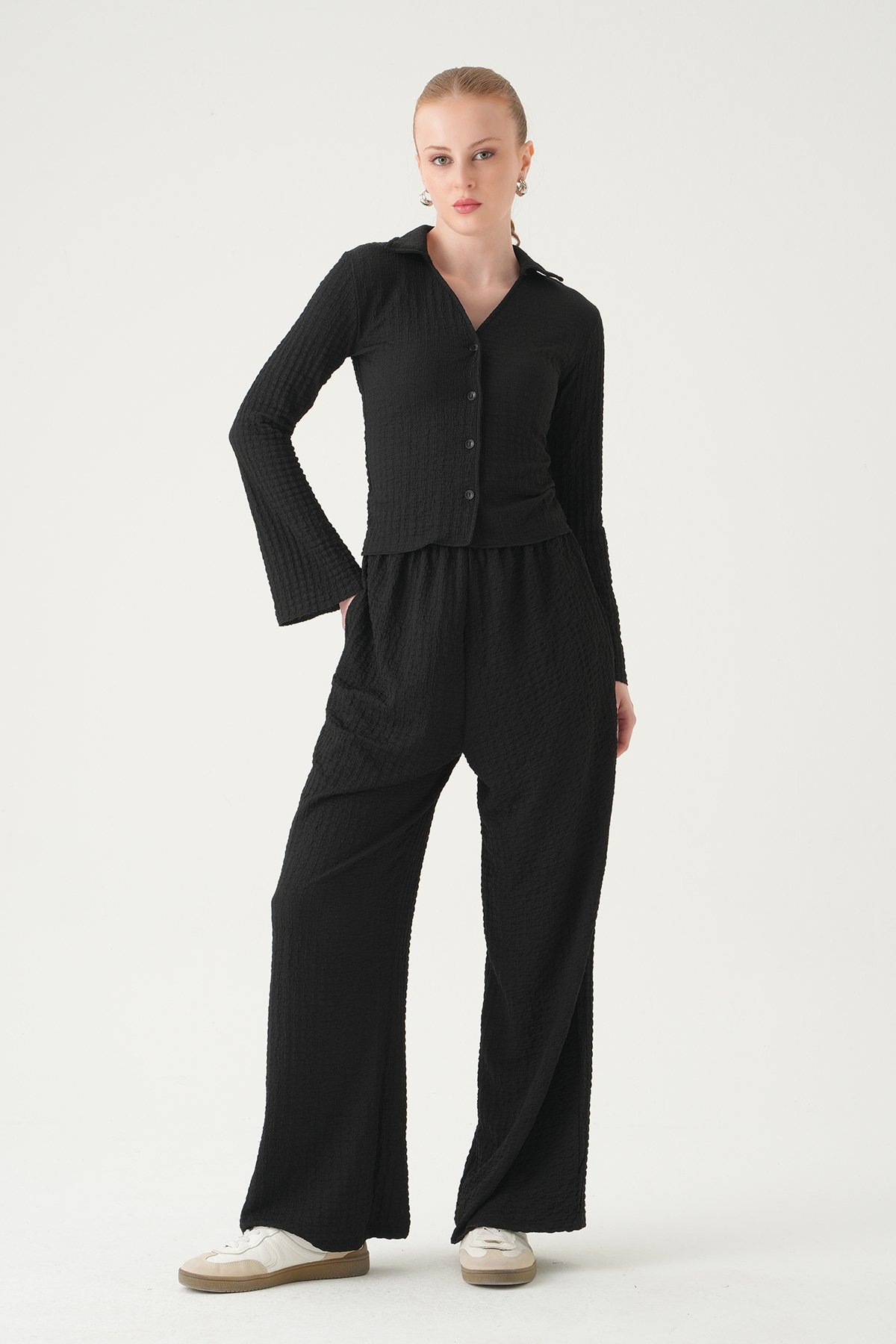 Siyah Bel Lastikli Pantolon Gömlek Takım 3003 - RAYS