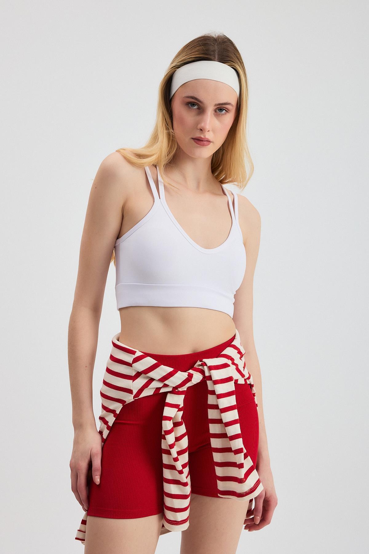 3005 Arka Çapraz Büstiyer Beyaz - 7