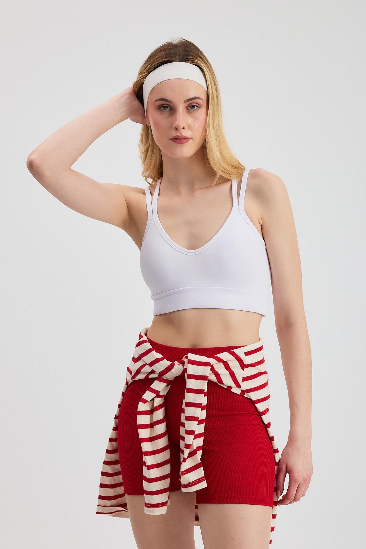 Beyaz Arka Çapraz Büstiyer 3005 - 6