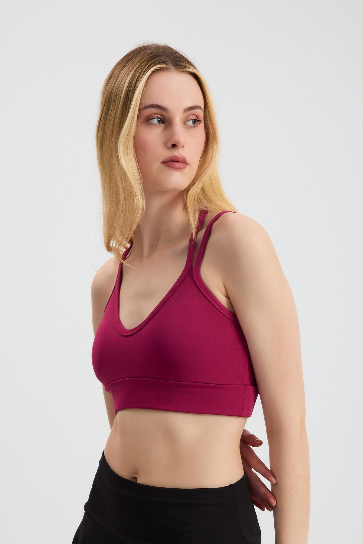3005 Arka Çapraz Büstiyer Bordo - 6