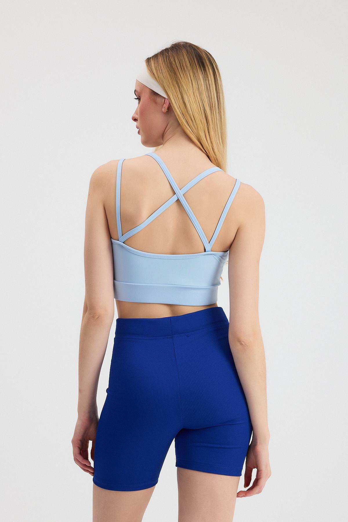 3005 Arka Çapraz Büstiyer Mavi - 5