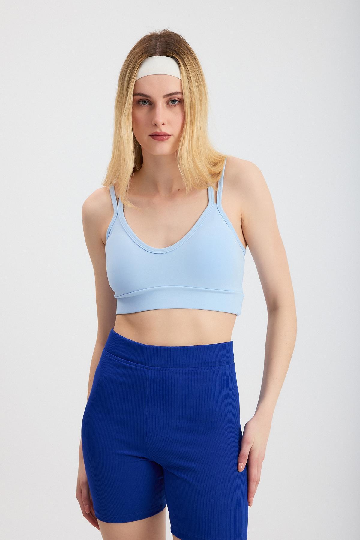 Mavi Arka Çapraz Büstiyer 3005 - 1