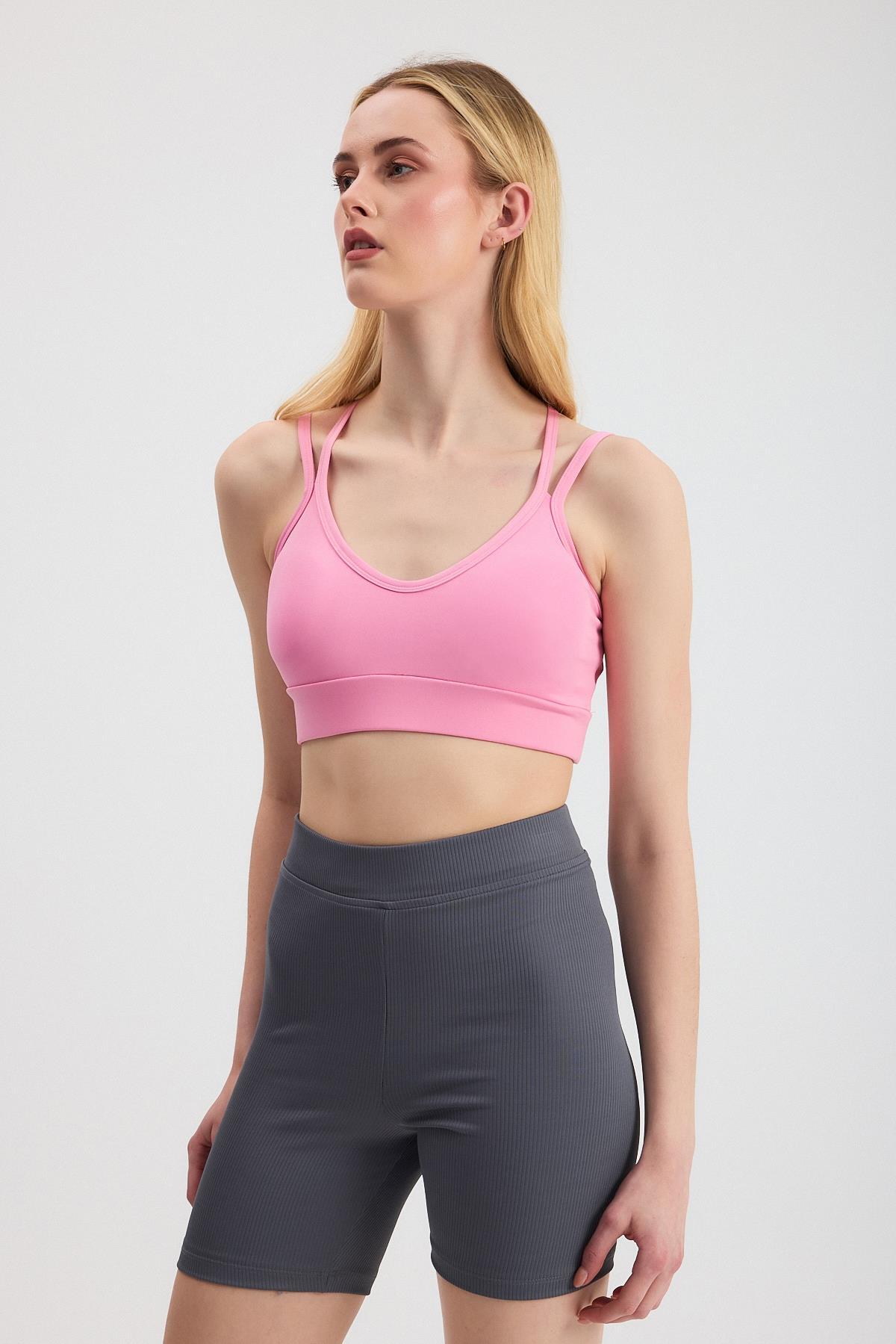 3005 Arka Çapraz Büstiyer Pembe - 2
