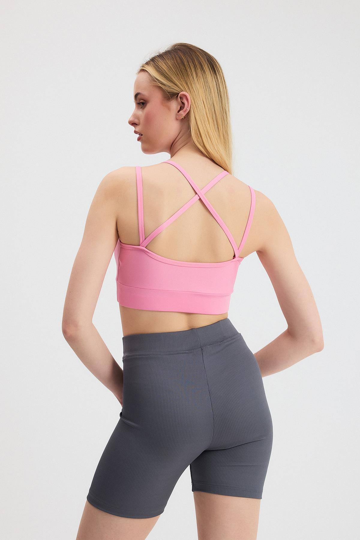 3005 Arka Çapraz Büstiyer Pembe - 5