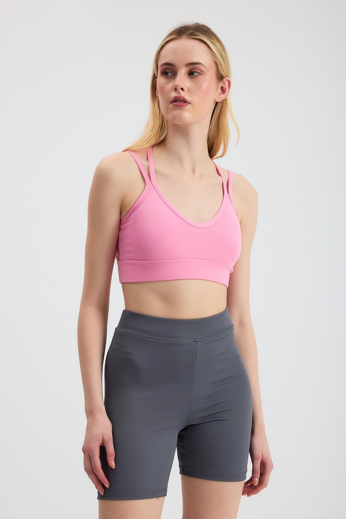 3005 Arka Çapraz Büstiyer Pembe - 6