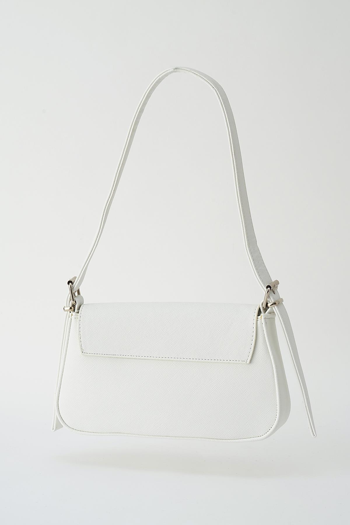 Beyaz Kapak Detay Omuz Çantası 3005 - 2