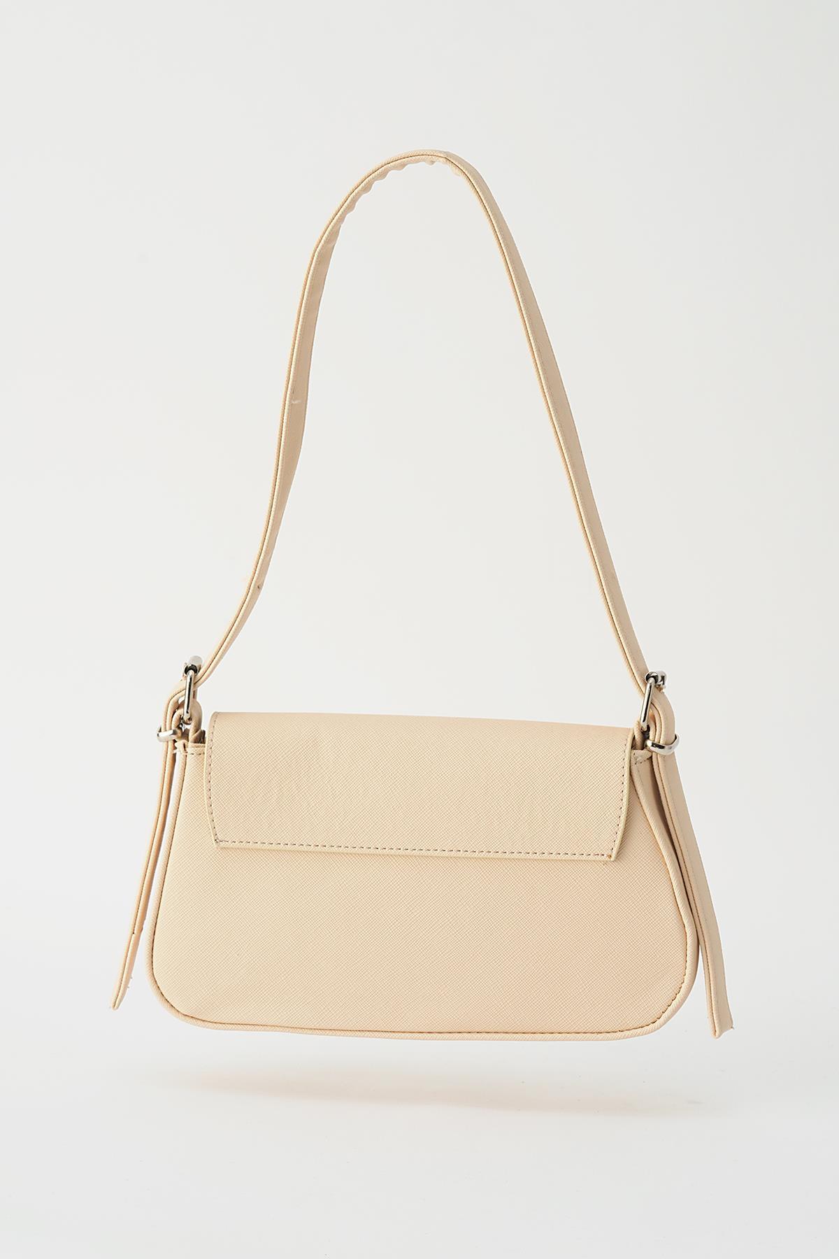 Krem Kapak Detay Omuz Çantası 3005 - 2