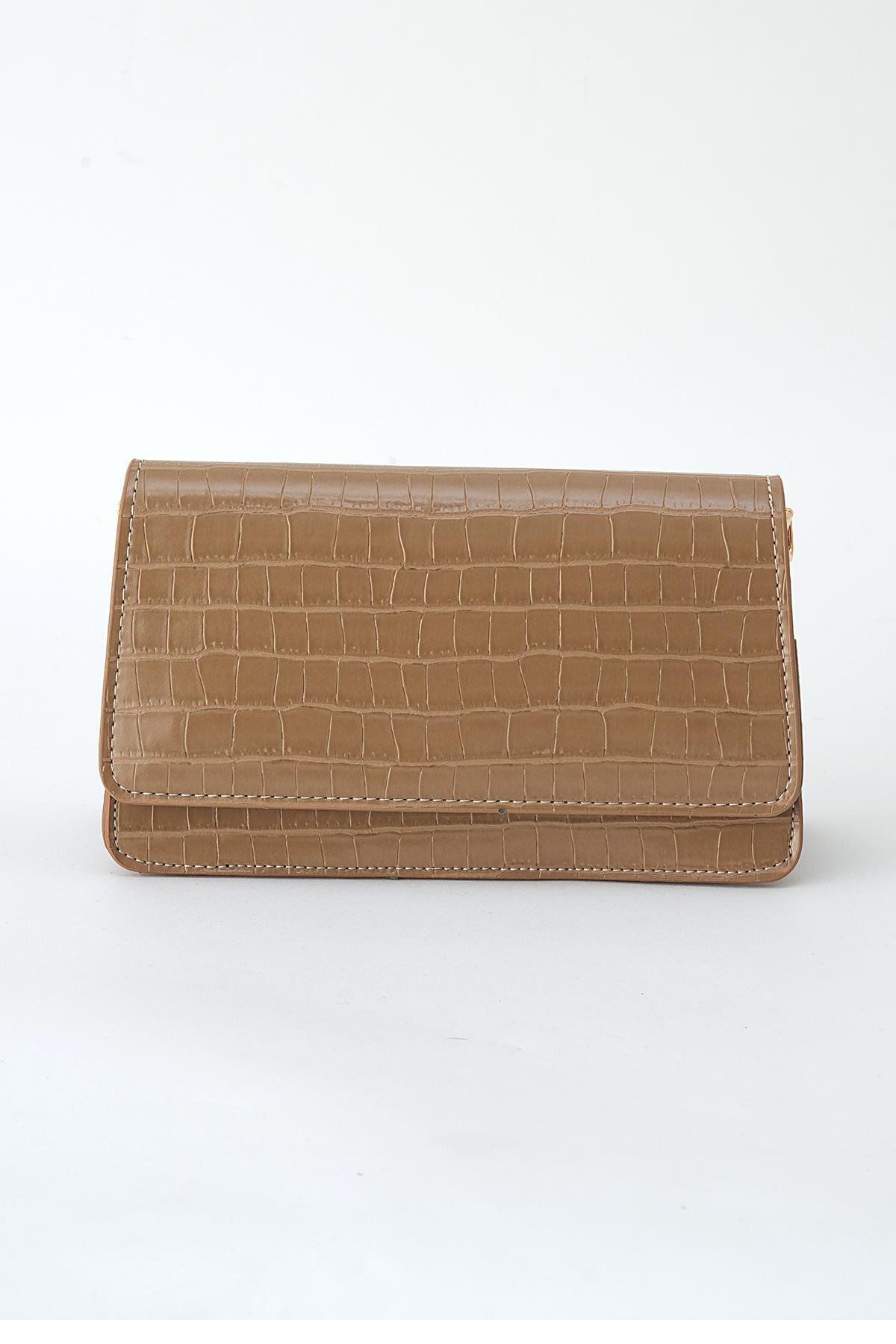 3006 Kapak Detay Croco El Çantası Vizon Croko - 4
