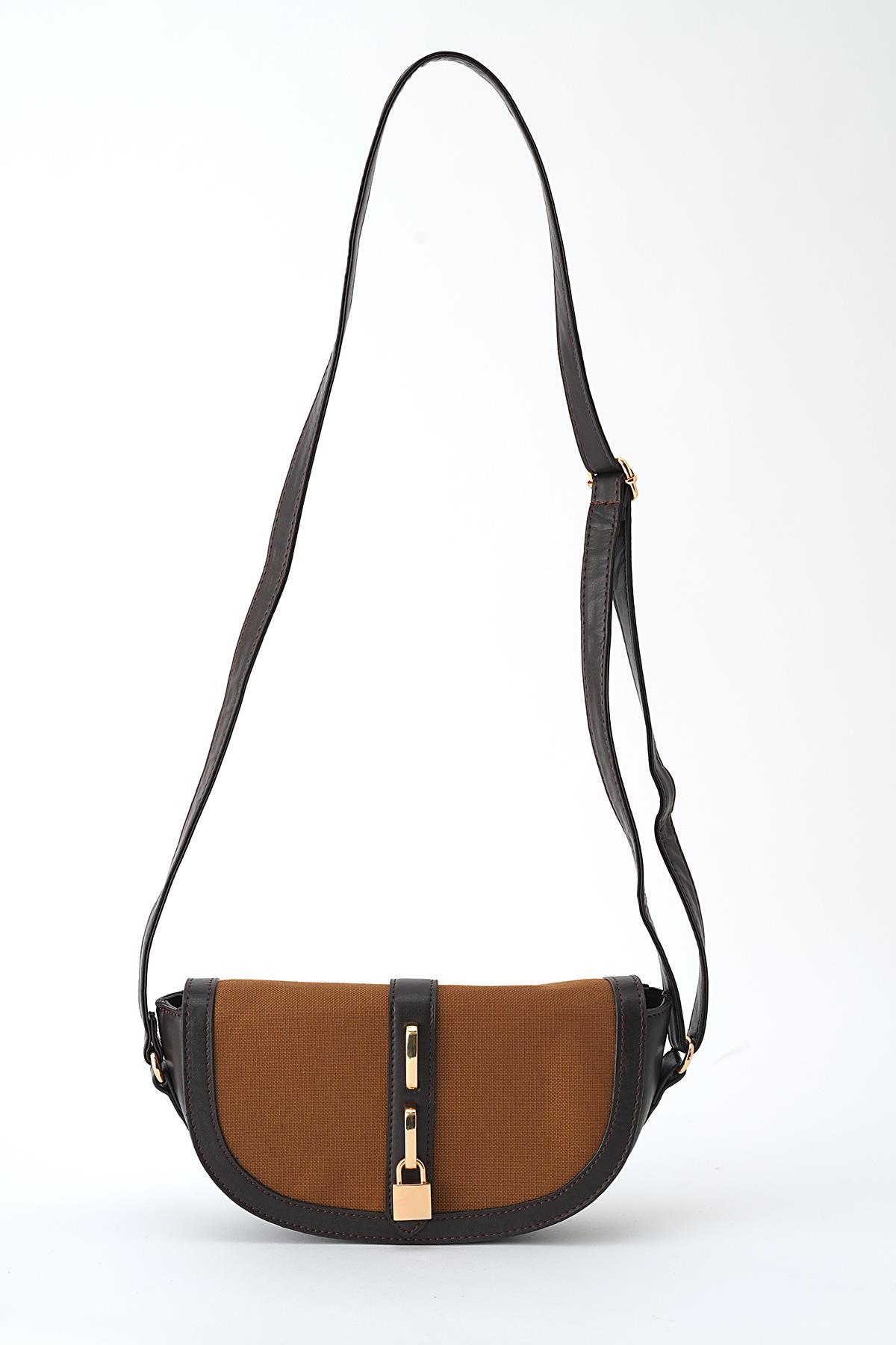 Kahve Kilit Detay Omuz Çantası 3007 