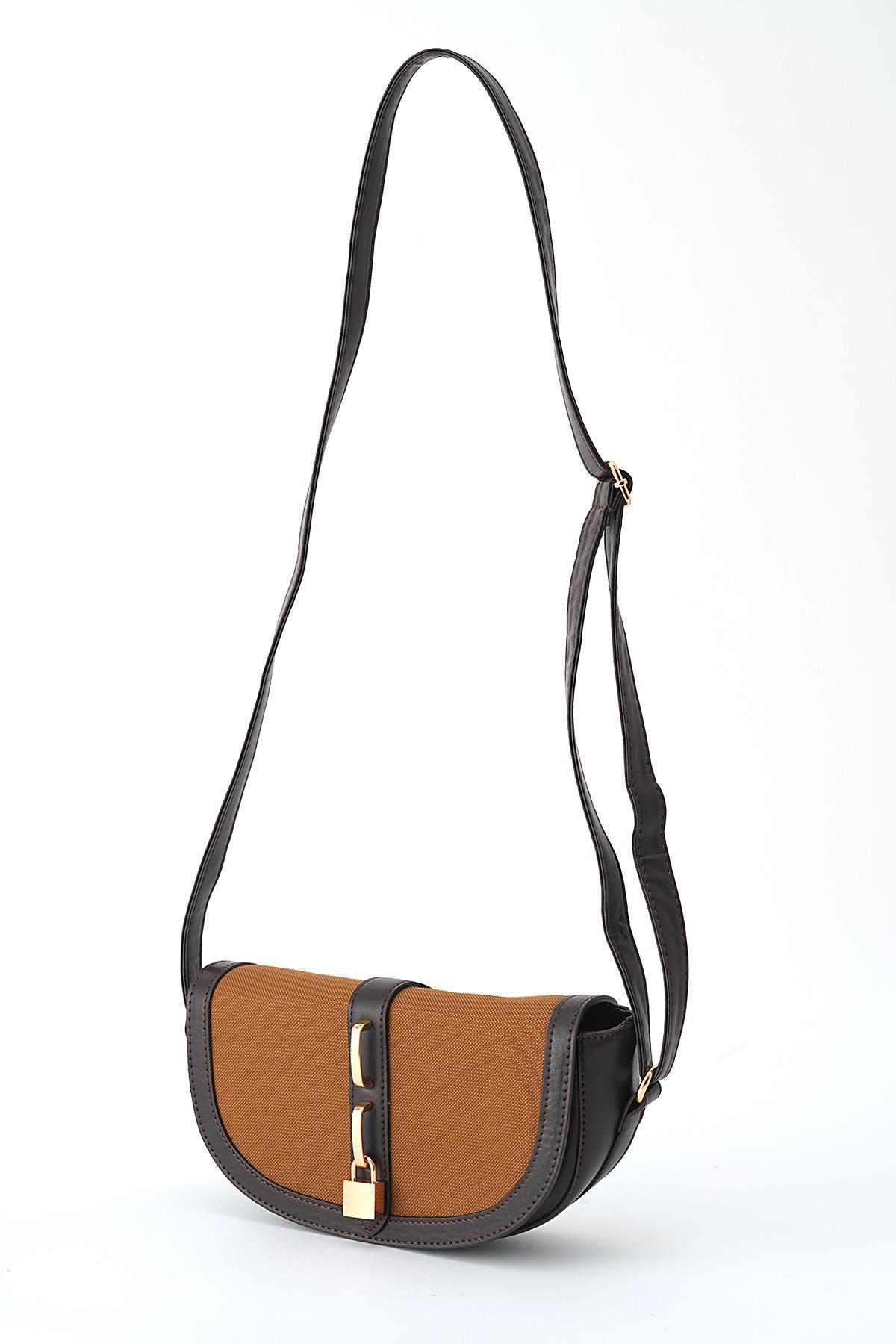 Kahve Kilit Detay Omuz Çantası 3007 - 2