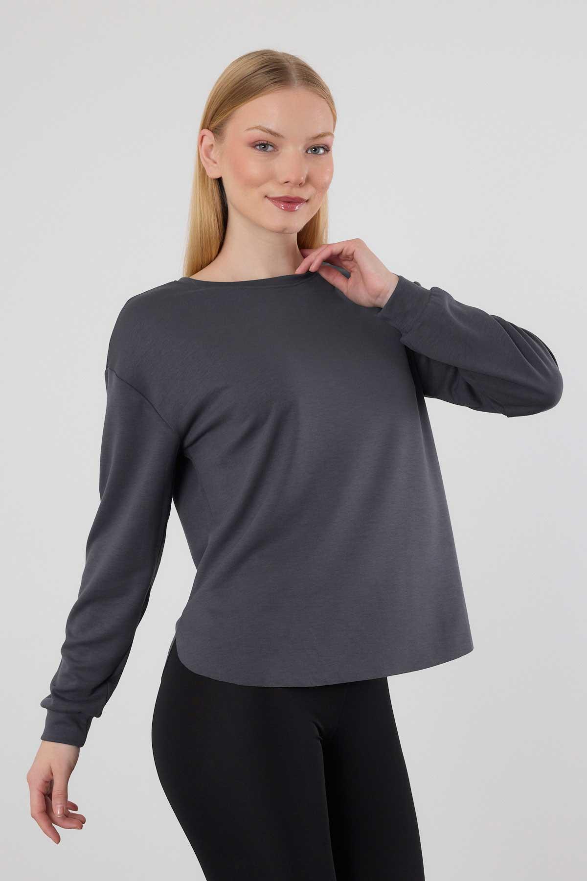 Antrasit Oval Kesim Oysho Sweat 3007 - 3