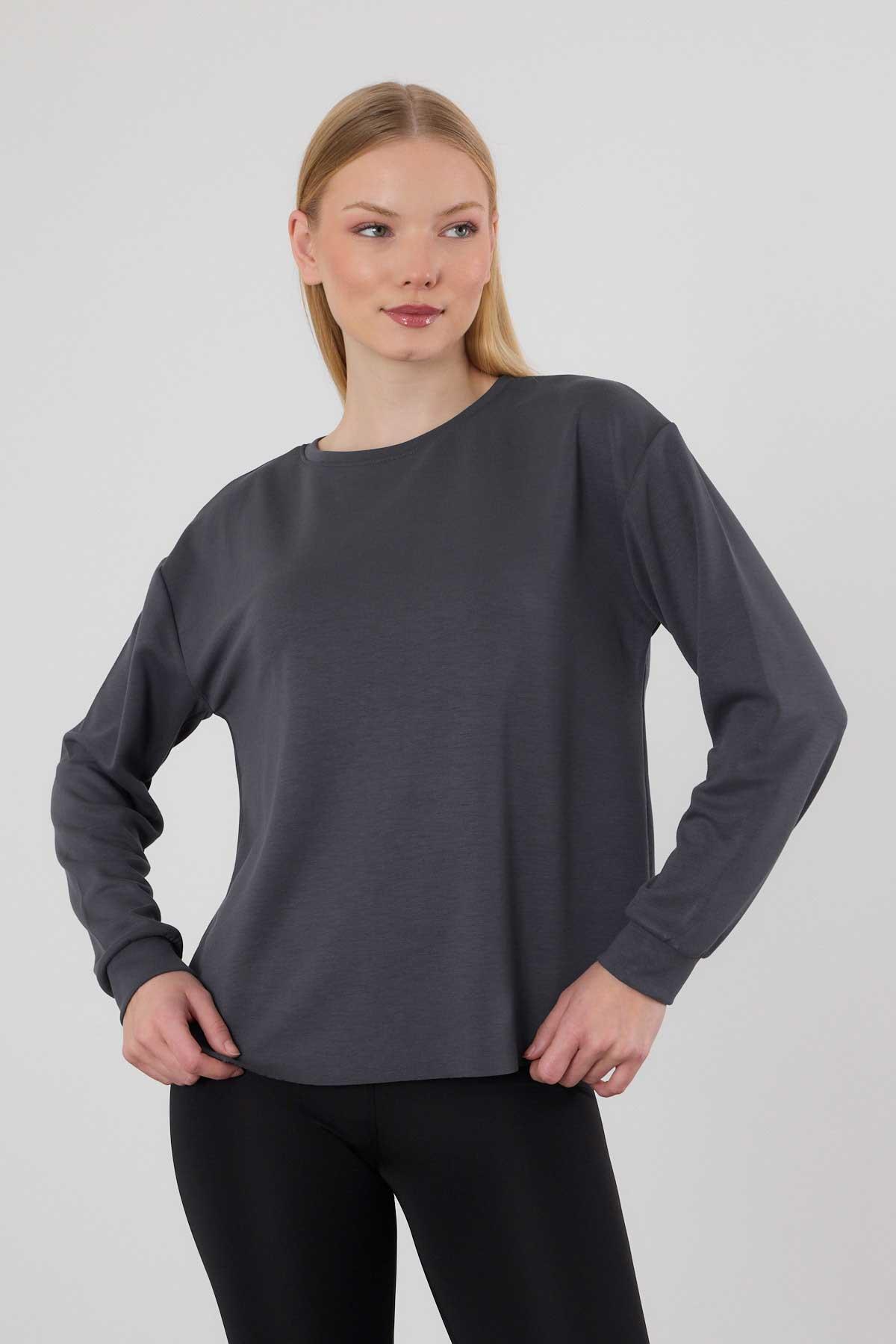Antrasit Oval Kesim Sweat 3007 
