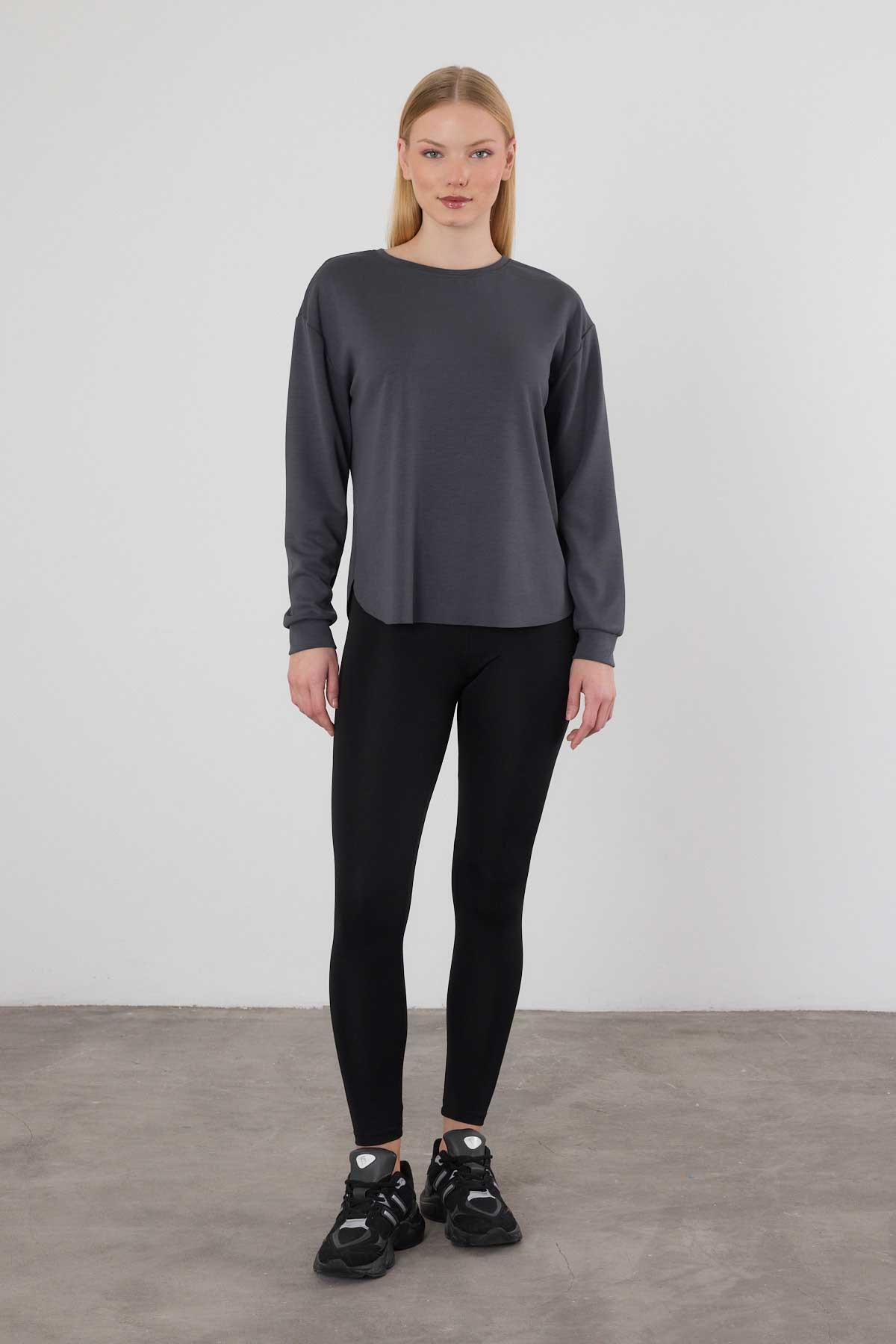 Antrasit Oval Kesim Sweat 3007 - 2