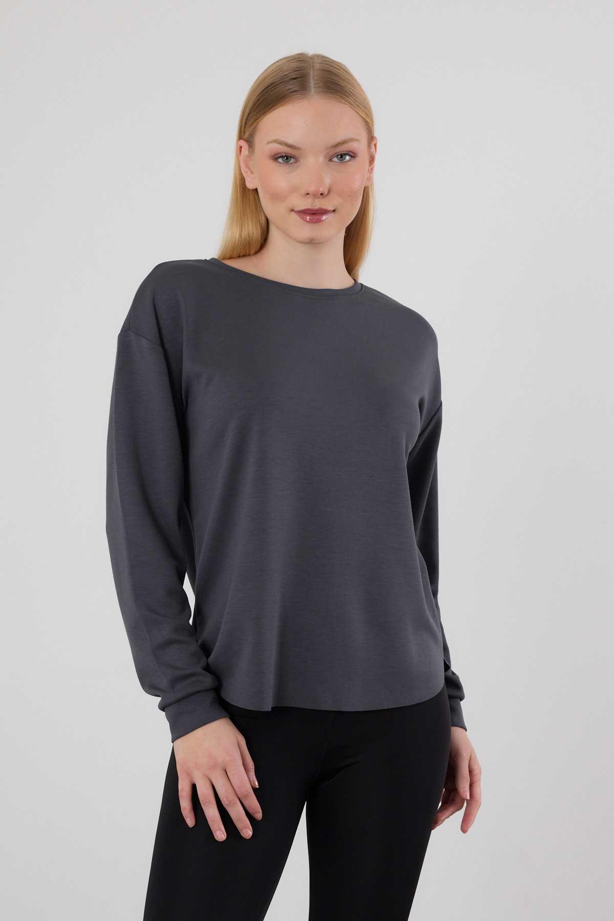 Antrasit Oval Kesim Sweat 3007 - 6