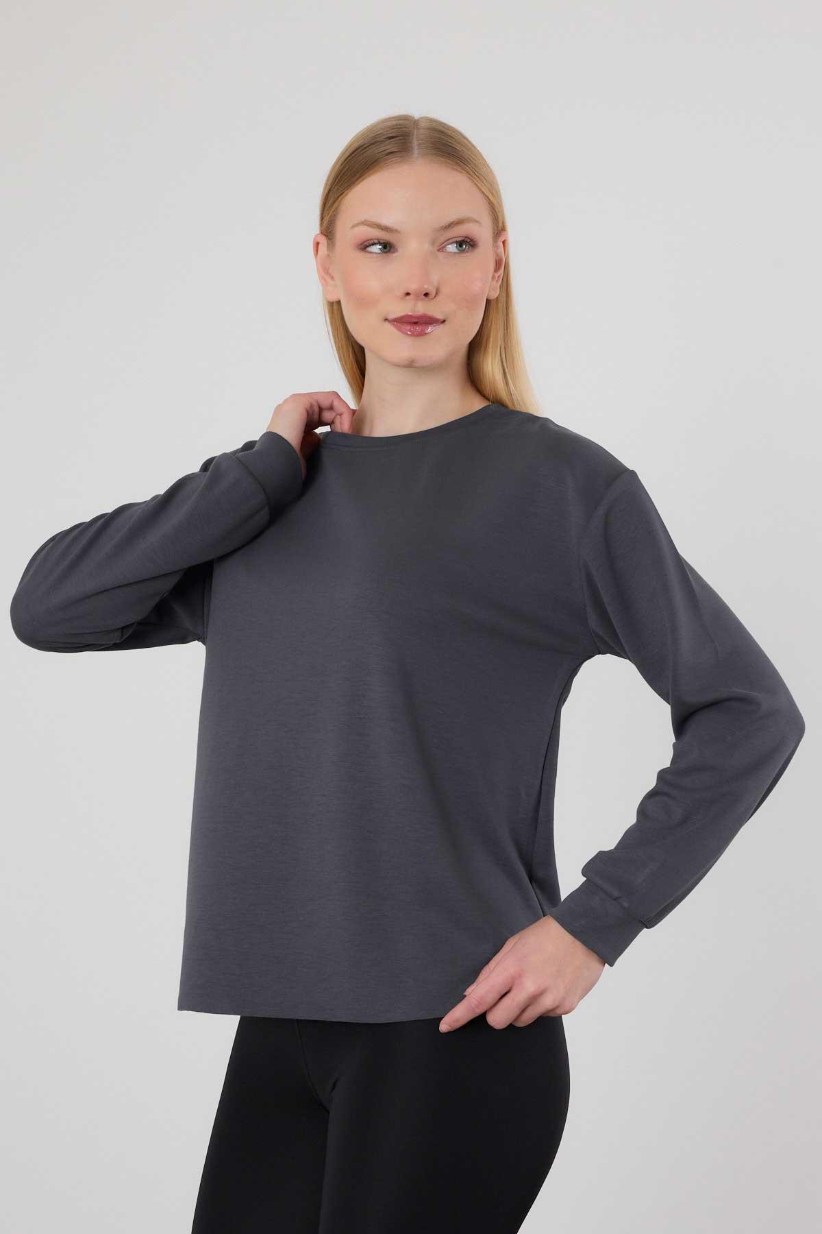 Antrasit Oval Kesim Sweat 3007 - 7