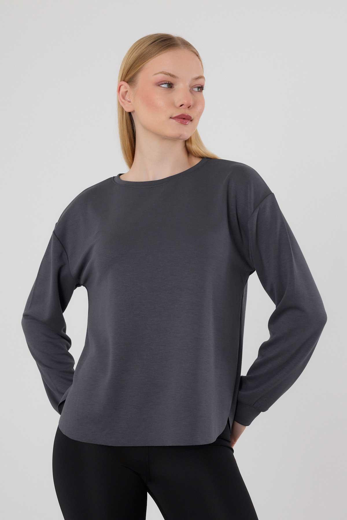 Antrasit Oval Kesim Sweat 3007 - 8