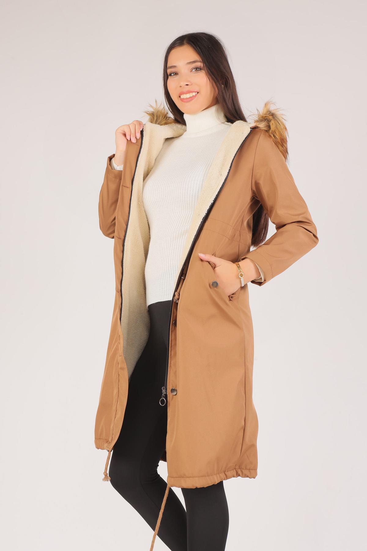 Taba İçi Kürklü Mont 30075 - 3