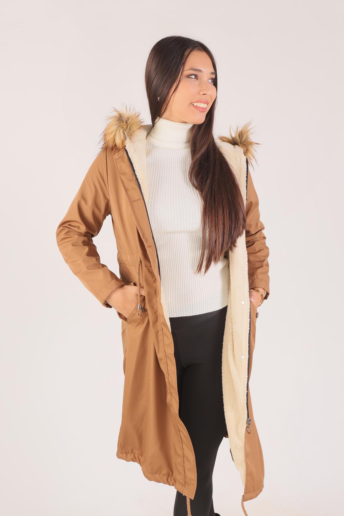 Taba İçi Kürklü Mont 30075 - 5