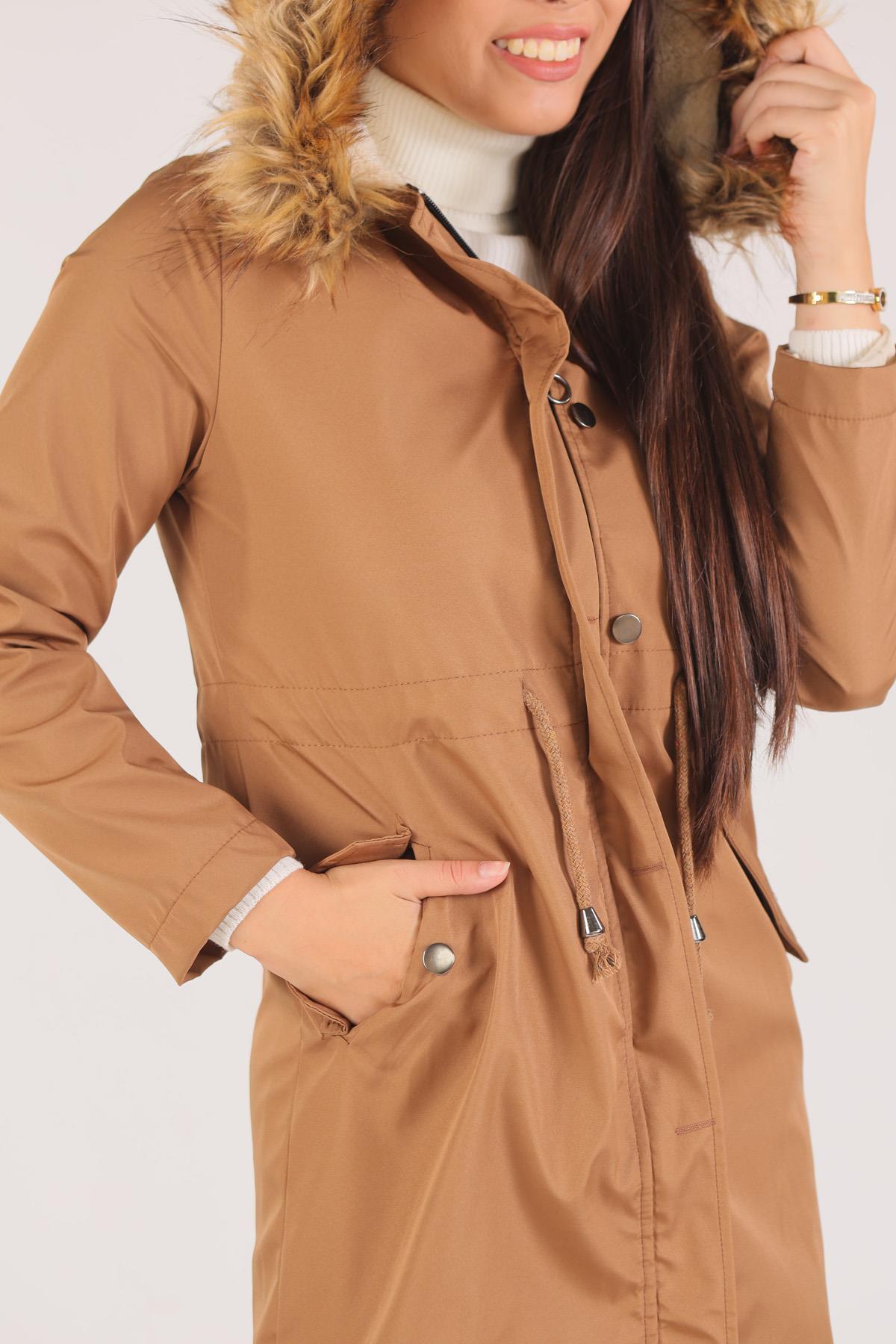 Taba İçi Kürklü Mont 30075 - 7