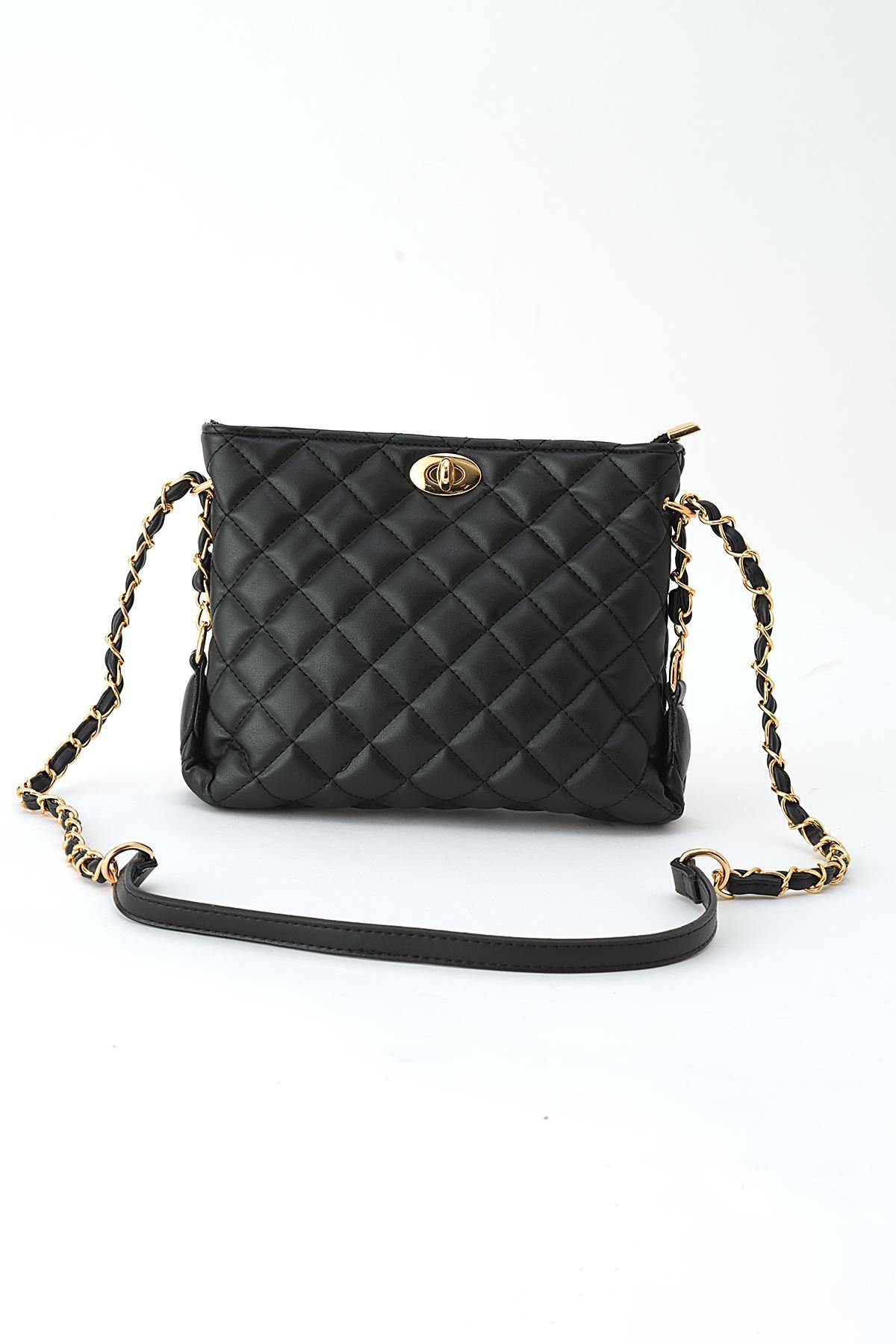 Siyah Kapitone Omuz Çantası 3008 - 3