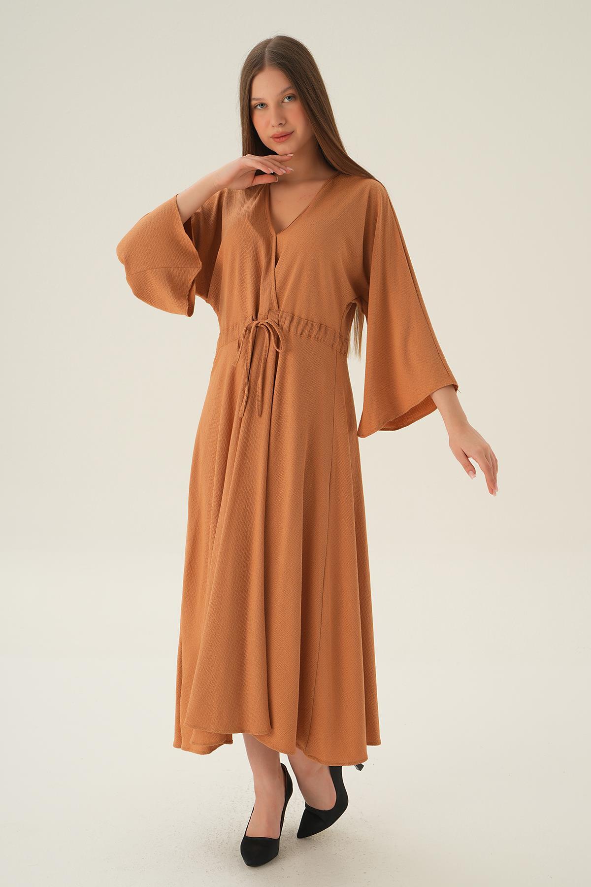 Bej Yarasa Kol Elbise 3009 - 2