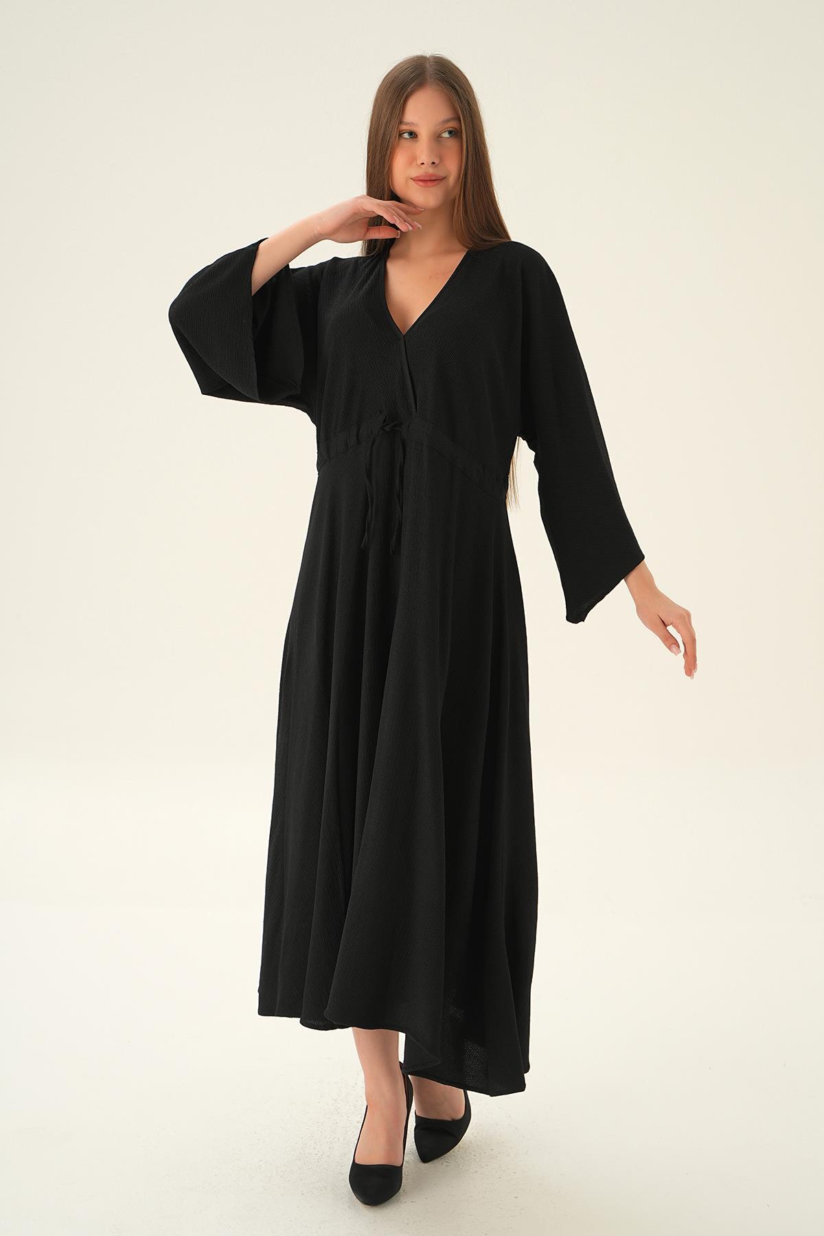 Siyah Yarasa Kol Elbise 3009 - 3