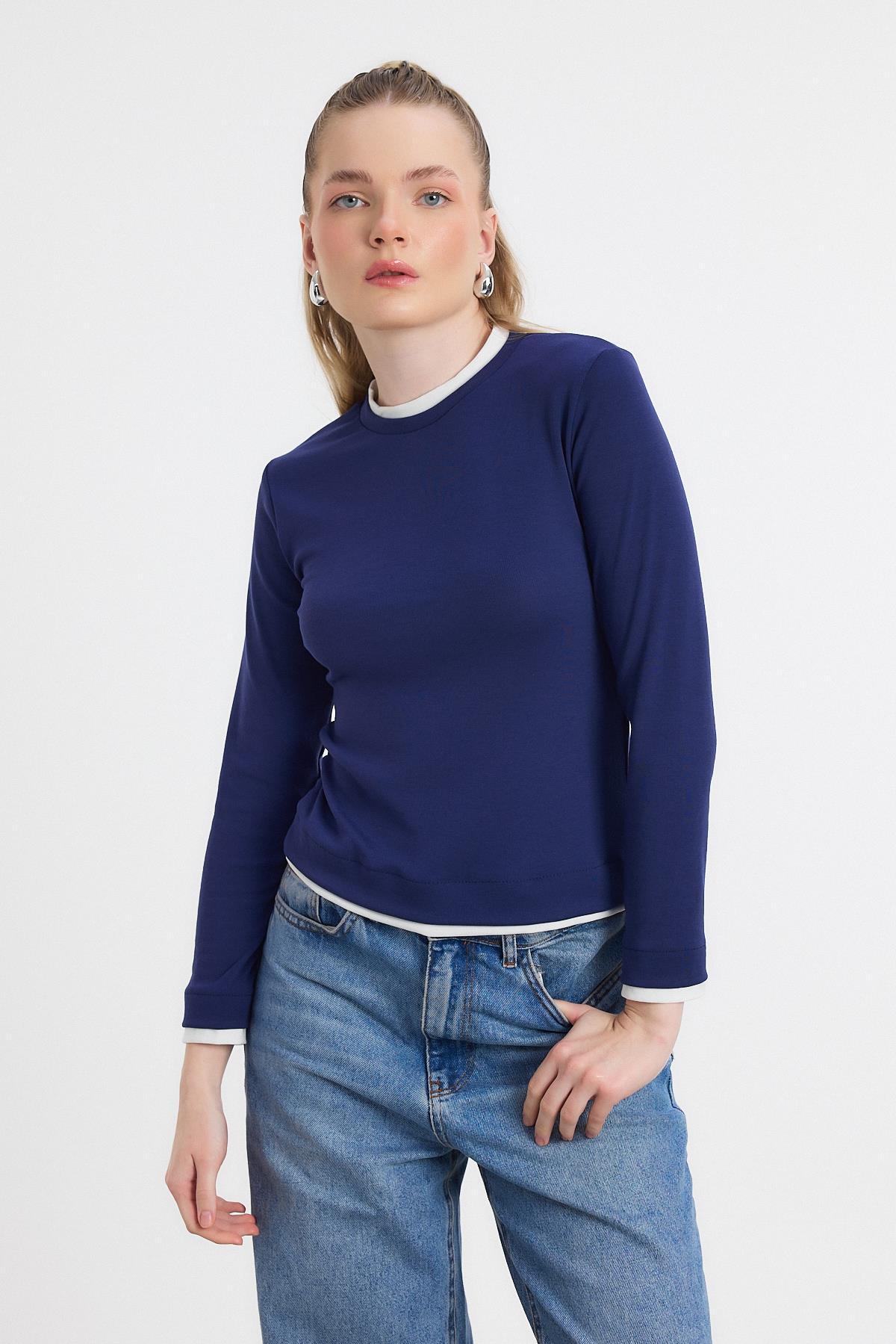 Ribana Detay Uzun Kollu Bluz 3011 Laci - 2
